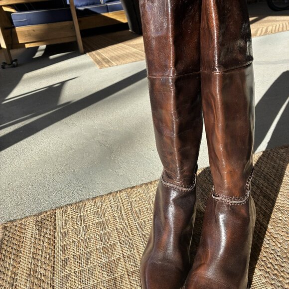 Botticelli 80s Dark Brown Leather Knee-High Boots Size 6.5 - Picture 5 of 16
